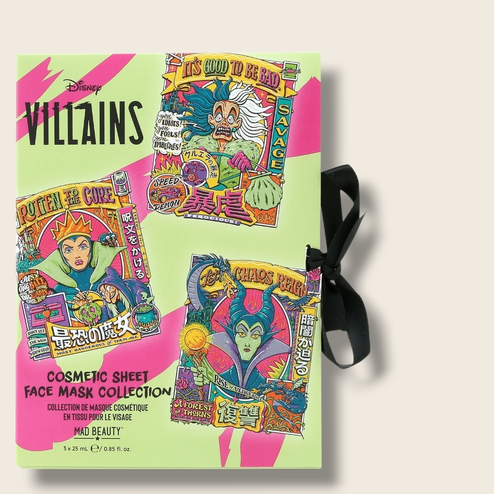 NEW Disney Villains Face Mask Set Of 3 Mad Beauty Maleficent Cruella Evil Queen